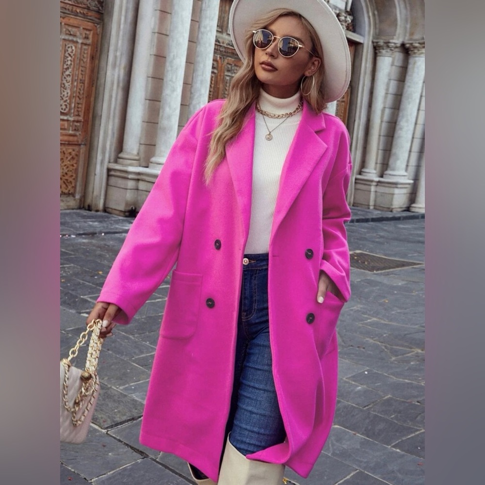 SHEIN Double Breasted Lapel Collar Overcoat